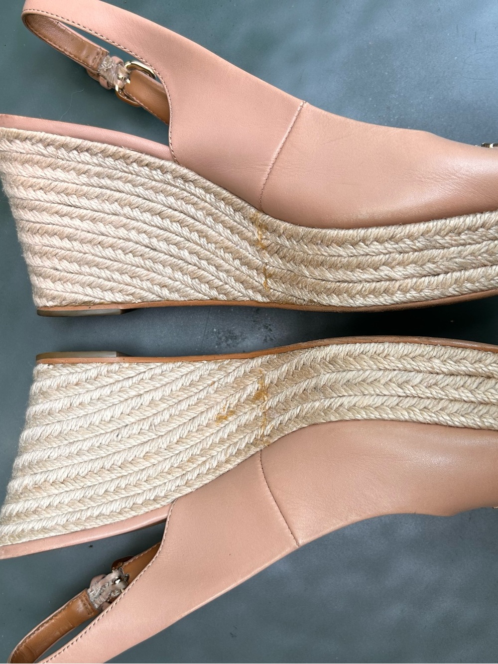 Coach Nude/Tan Leather Peep-Toe Slingback Flats - Picture 6 of 11